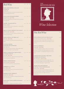 Wine List - The Queens Head Pub Sheet Petersfield Hampshire - Pubs Near Petersfield - Takeaway Pizza - Pizzas - Cask Ales & Excellent Food