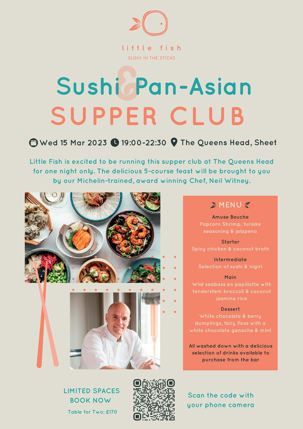 Little Fish Sushi Pan-Asian Supper Club - The Queens Head Pub Sheet Petersfield Hampshire - Pubs Near Petersfield - Takeaway Pizza - Pizzas - Cask Ales & Excellent Food