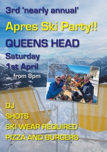 Queens Head Apres Ski 2023 - - The Queens Head Pub Sheet Petersfield Hampshire - Pubs Near Petersfield - Takeaway Pizza - Pizzas - Cask Ales & Excellent Food