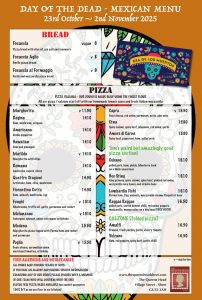 Day Of The Dead Menu - Queens Head Pub Sheet Petersfield Hampshire - Grill & Pizza Pubs Petersfield Restaurant - Cask Ales & Excellent Food