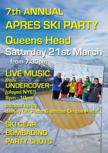 Apre Ski 21st March 2026 - The Queens Head Pub Sheet Petersfield Hampshire - Pubs Near Petersfield - Takeaway Pizza - Pizzas - Cask Ales & Excellent Food